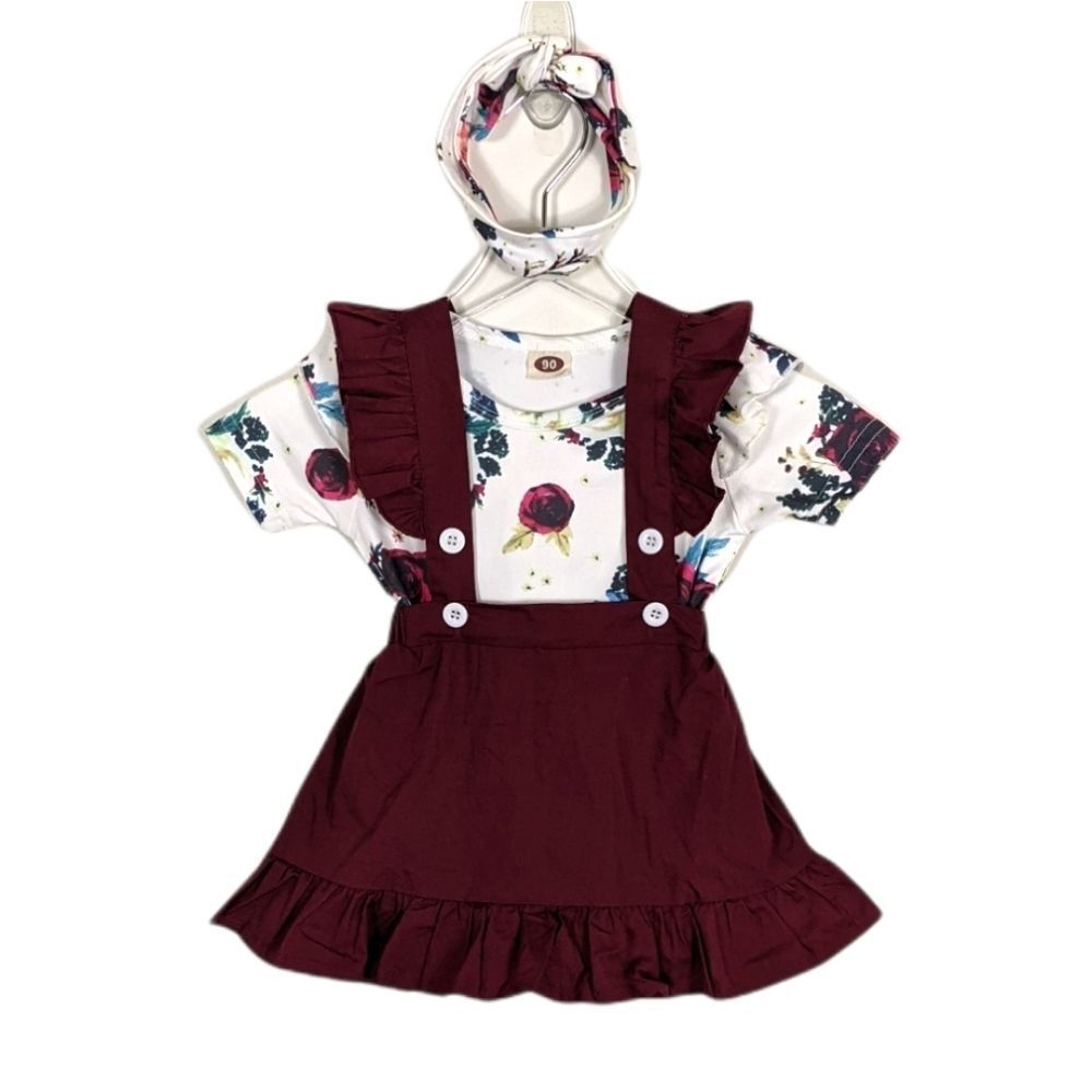 Floral Ruffle Pinafore Dress Outfit Toddler 18-24 Months